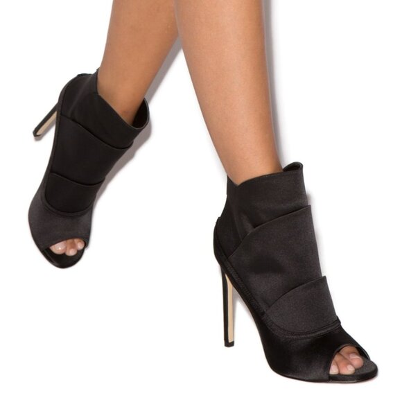 Shoes - Jojo Satin Stiletto Bootie OPEN TOE